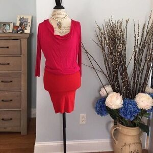EXPRESS Pink Body-hugging Longsleeves Sweater Dress XSMALL